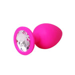 Plug anal din silicon roz, mare, cu cristale albe Fantasy, 9 cm