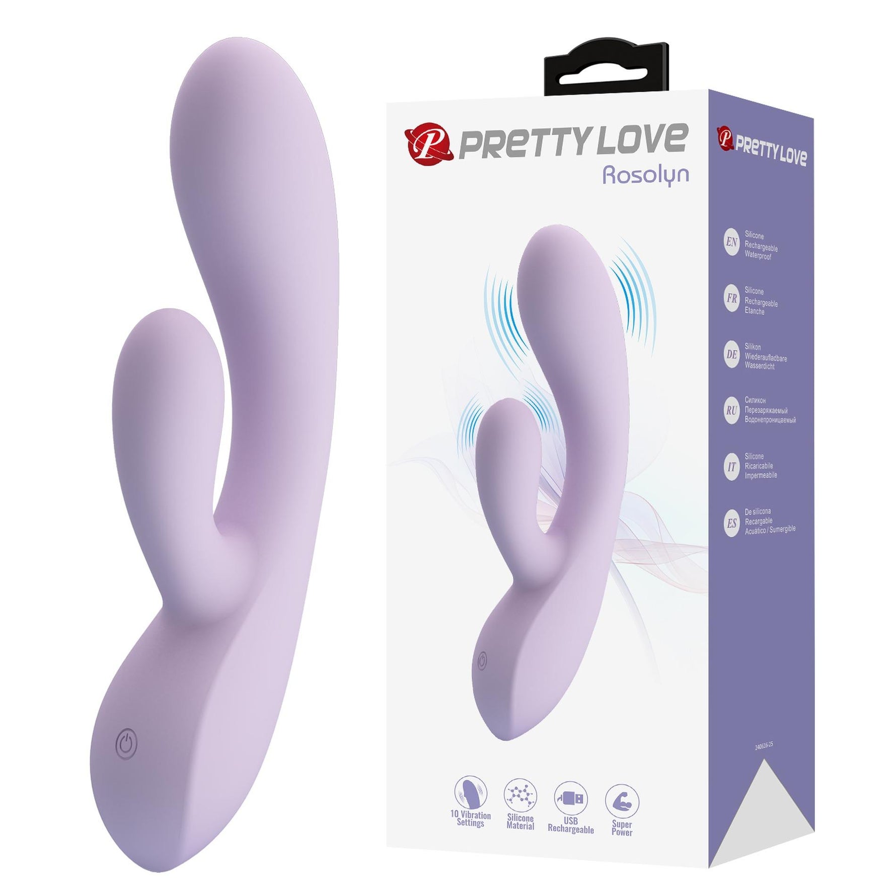 Vibrator USB Rosolyn Pretty Love din silicon, cu formă de iepuraș, 10 moduri