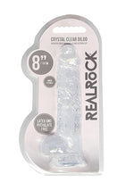 Dildo realist RealRock Crystal Clear cu testicule, transparent, 21 cm