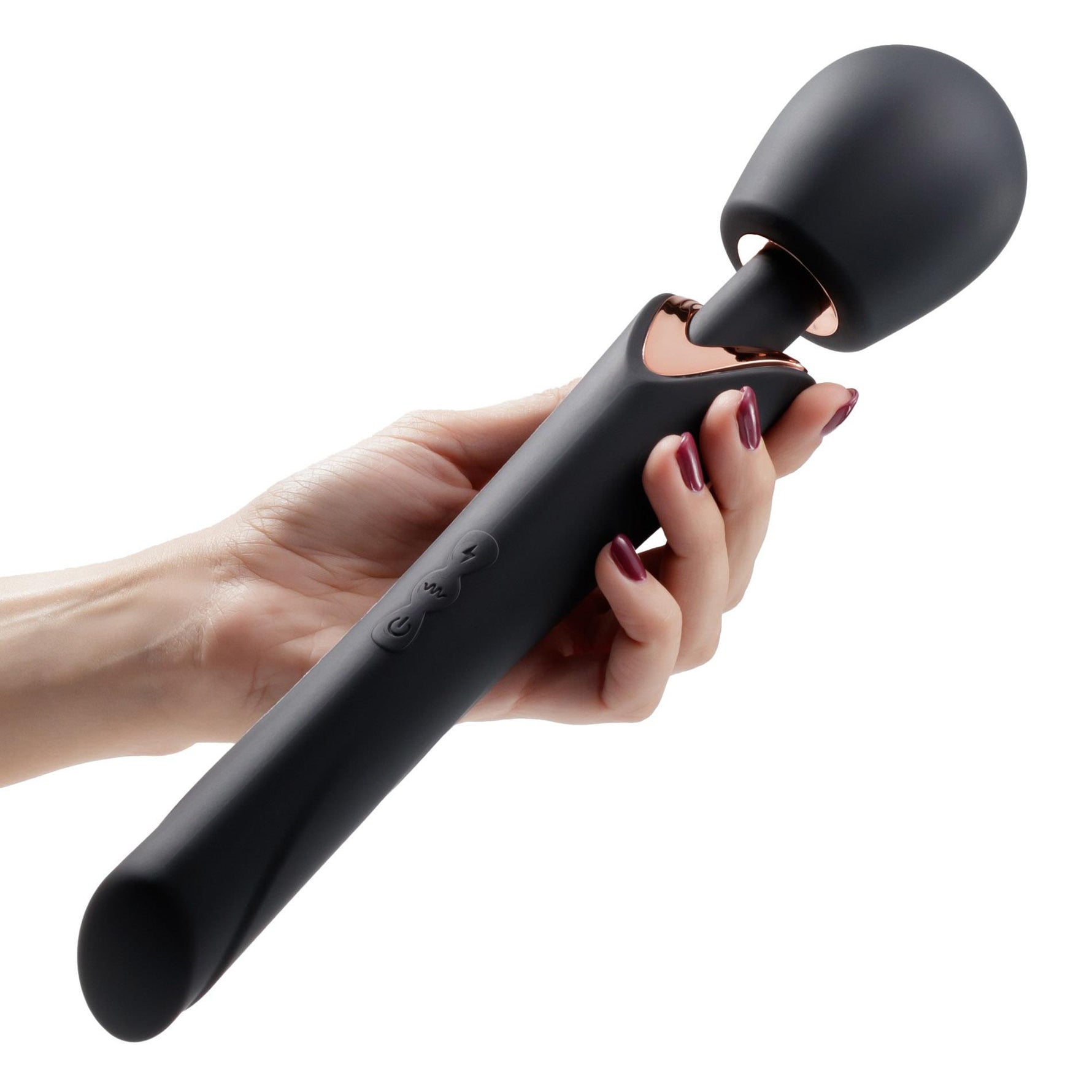 Baghetă masaj USB Crushious Holly din silicon negru, 30 cm