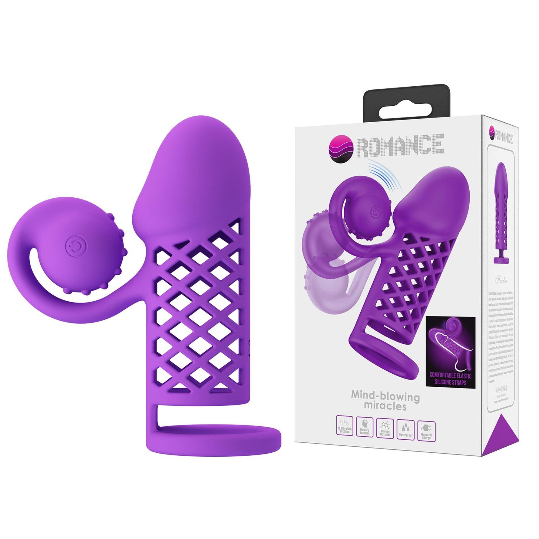 Stimulator clitoridian Romance pentru extinderea penisului, 10 vibrații, USB