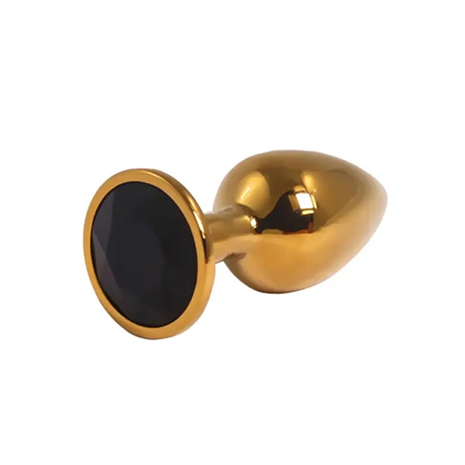 Plug anal mic auriu cu diamant negru Fantasy 7 cm