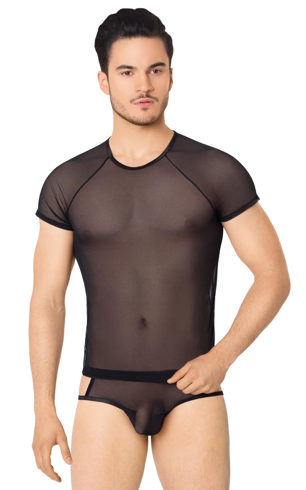 Tricou și pantaloni scurți SoftLine 4607 din plasă, negri, M/L