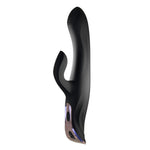 Vibrator Rachel Deluxe Power Escorts Bunny, silicon negru, USB, 23 cm