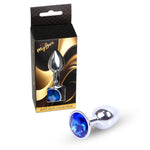 Bijuterii anale din oțel MyLove Toys albastru închis cu diamant 7 cm