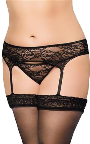 Portjartier SoftLine 3316 din dantelă, negru, 3XL
