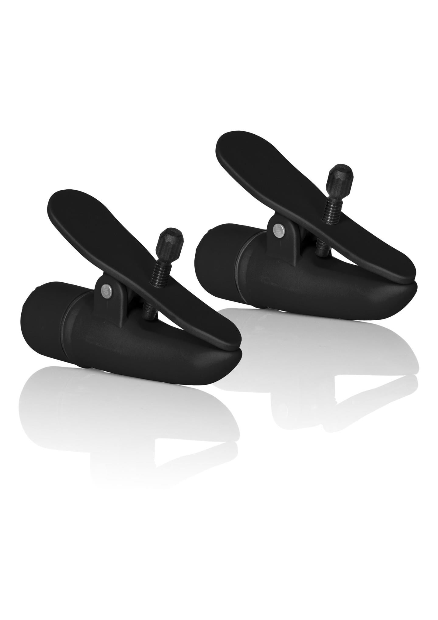 Cleme vibratoare pentru mameloane Calexotics Nipplettes, negre, 7 cm