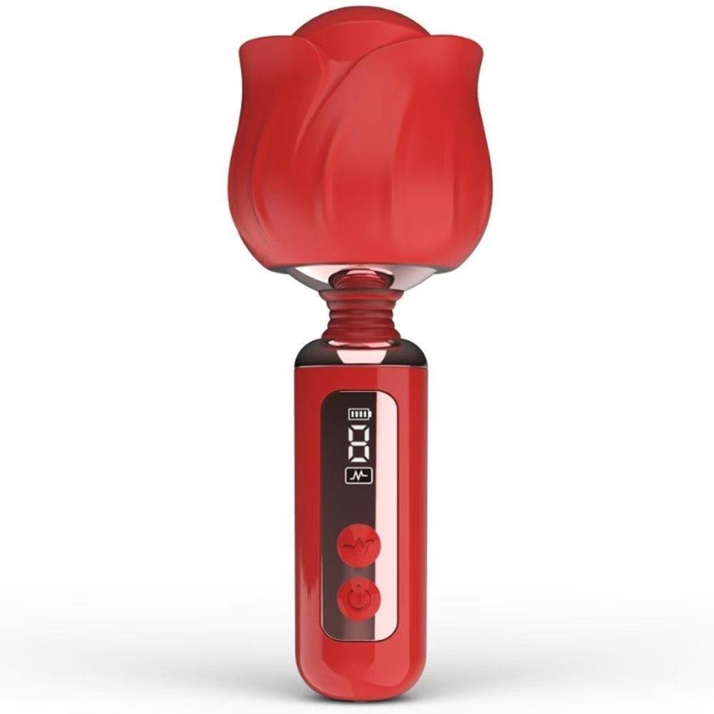 Vibrator Rose Magic din silicon, impermeabil, USB, 12,5 cm