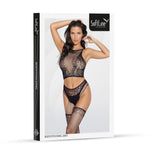 Body-ciorap SoftLine 2083 din plasă și dantelă, negru, mărime unică