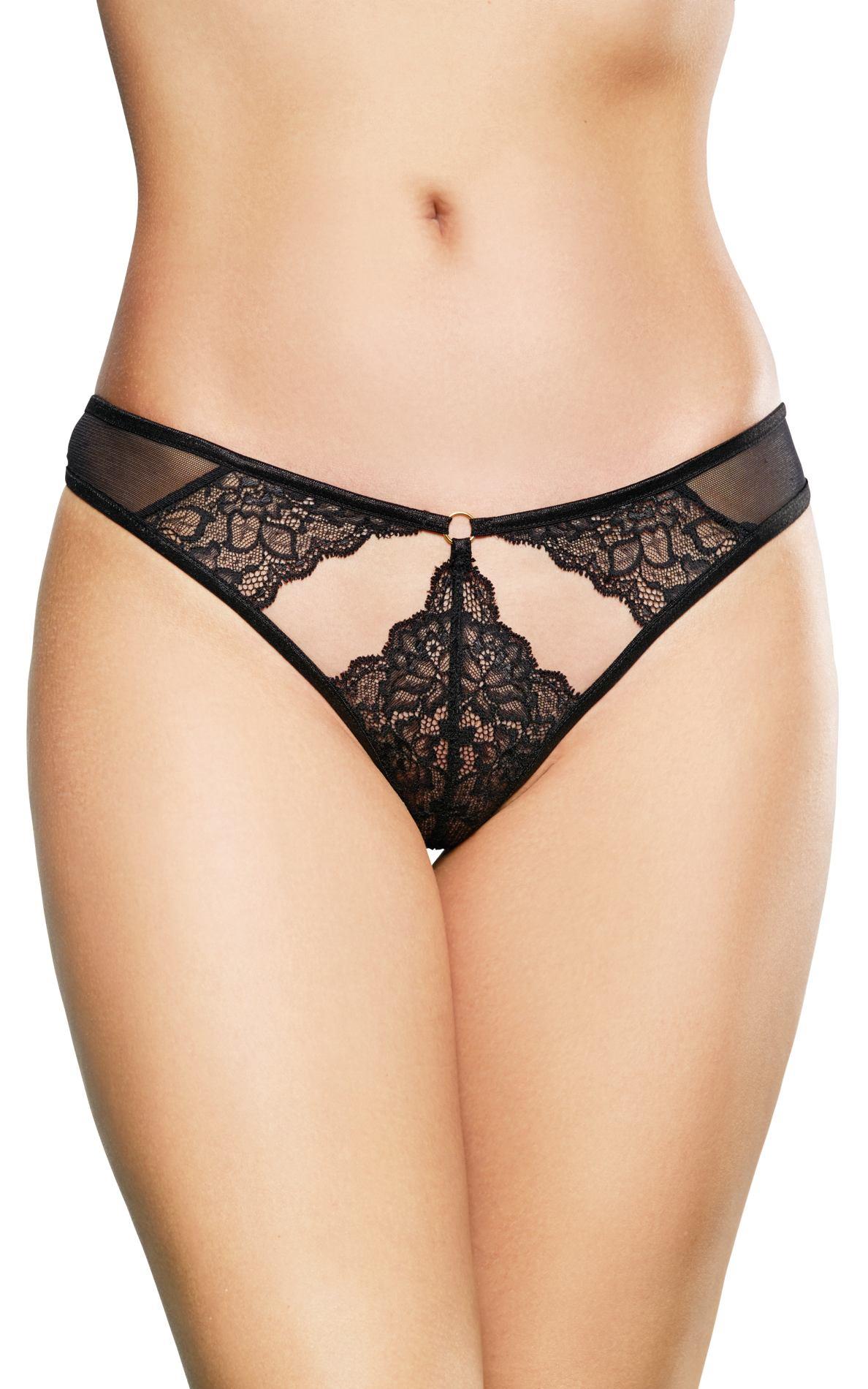 Tanga din dantelă SoftLine Collection negru S/M