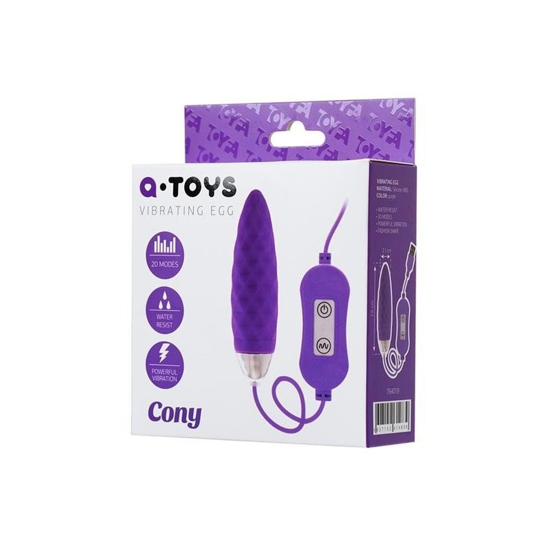 Ou vibrant Cony A Toys, silicon, violet, cu telecomandă, 7,6 cm