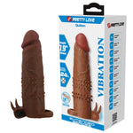 Pretty Love Extensor vibrant pentru penis, maro, 17 cm