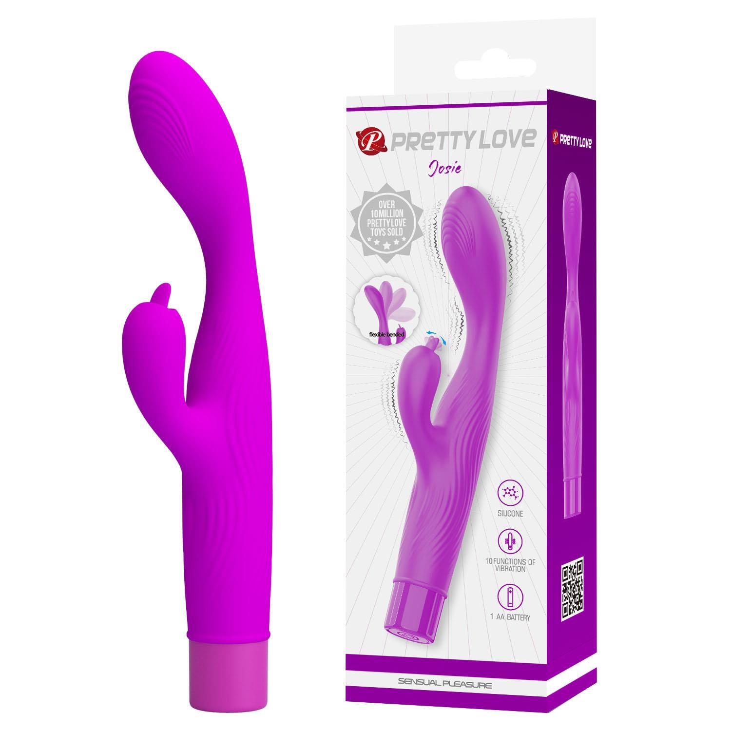 Vibrator flexibil din silicon pentru punctul G Pretty Love Josie, model iepuraș