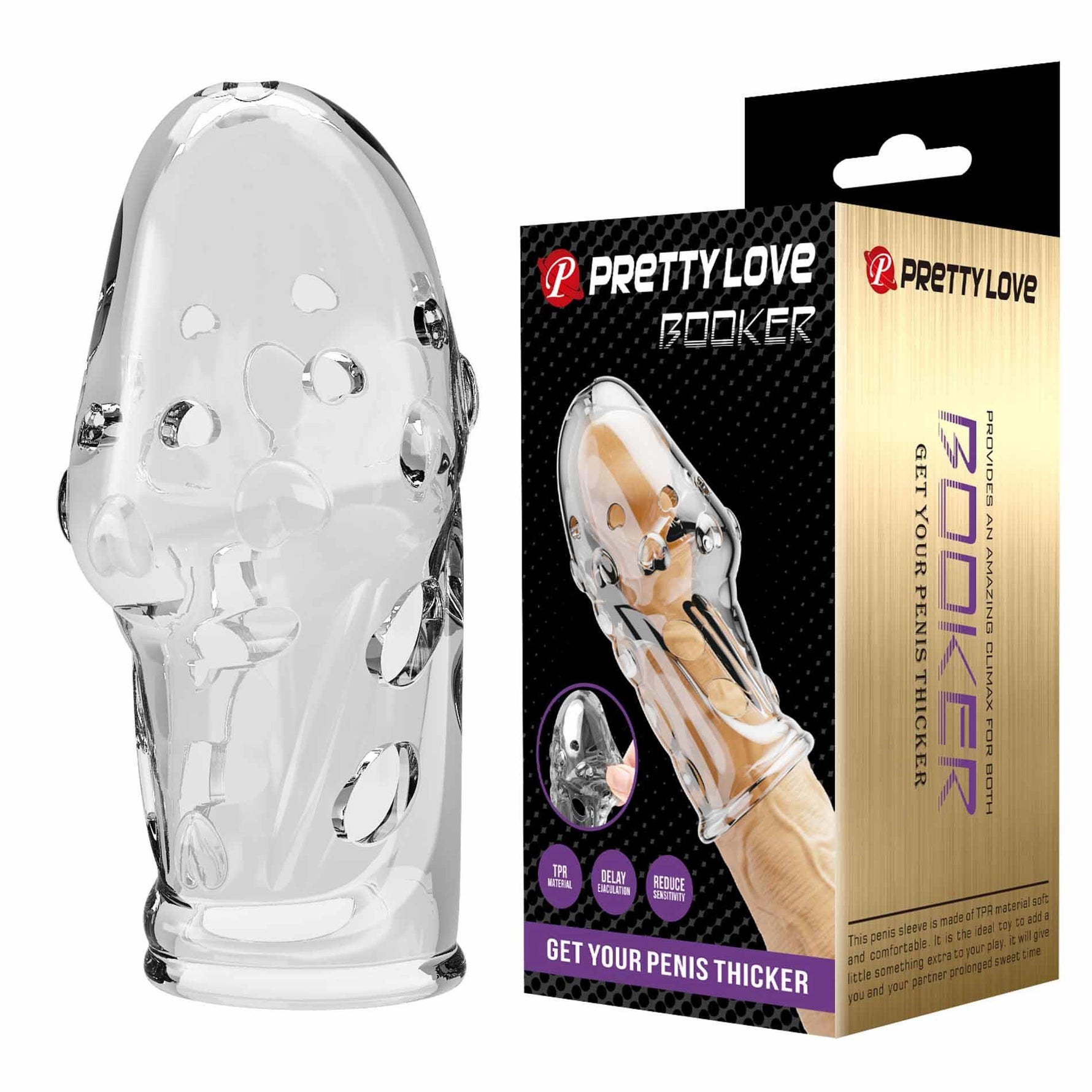 Manșon pentru penis Pretty Love Booker, transparent