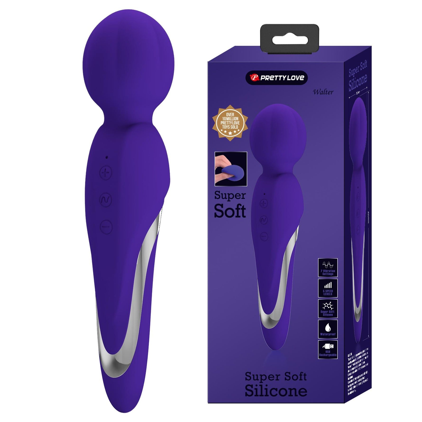 Masaj vibrant din silicon Pretty Love Walter, violet, cu 7 funcții