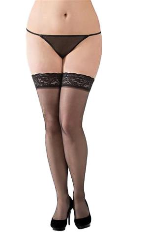 Ciorapi din dantelă SoftLine Collection, negri, 3XL