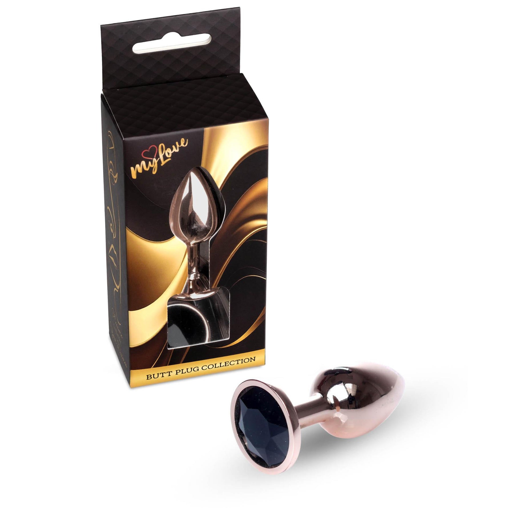 Dop anal din oțel cu diamant MyLove Toys, negru, 7 cm