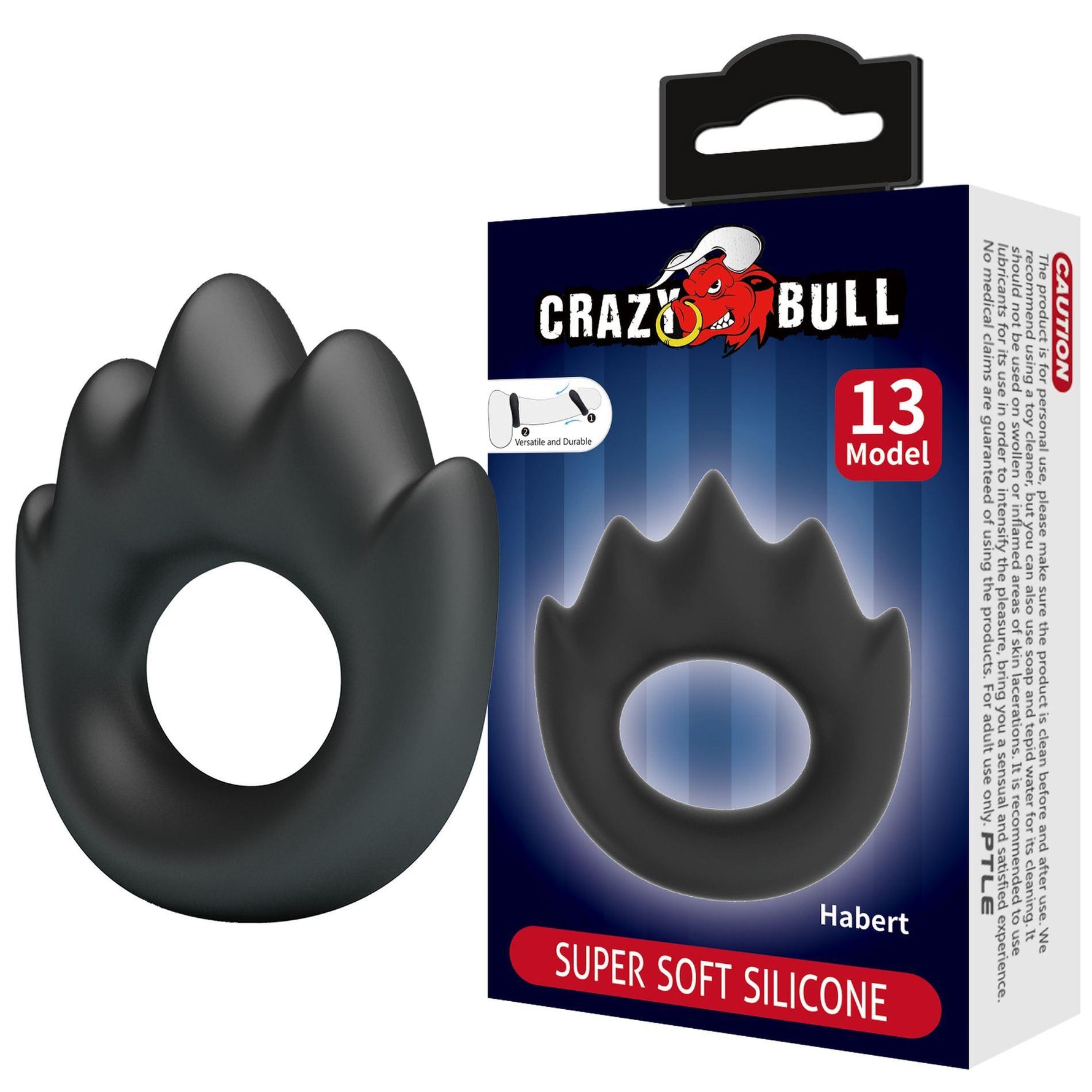 Inel pentru penis Crazy Bull HABERT din silicon super moale, impermeabil