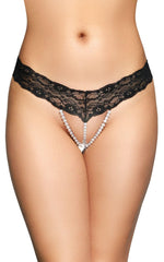 SoftLine 2491 tanga cu dantelă, cu deschidere între picioare, negru, S/M