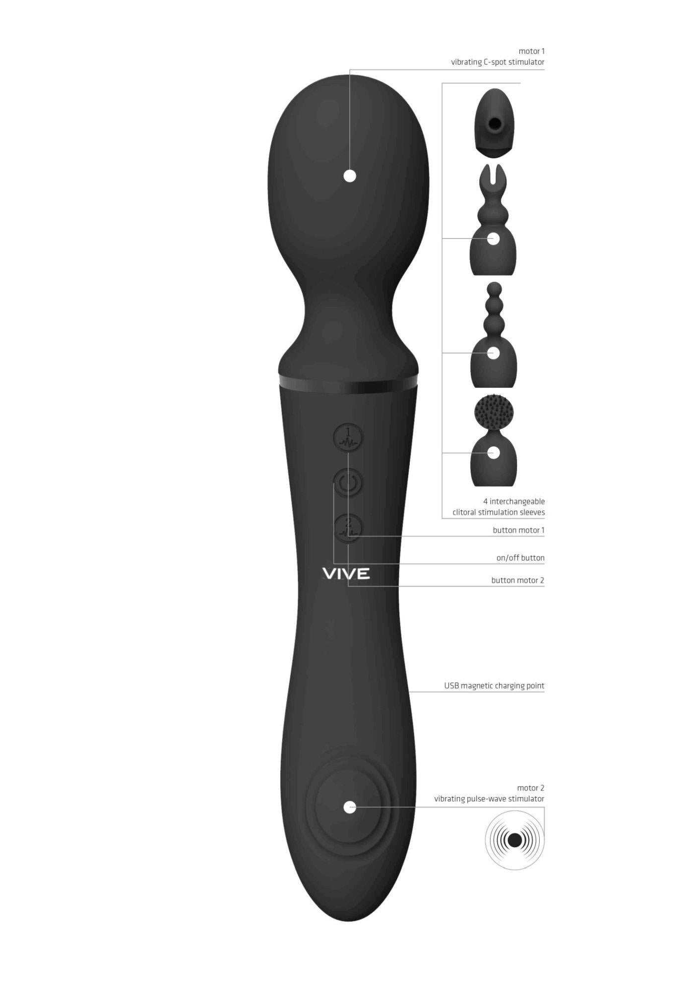 Stimulator clitoridian USB Vive Nami din silicon negru