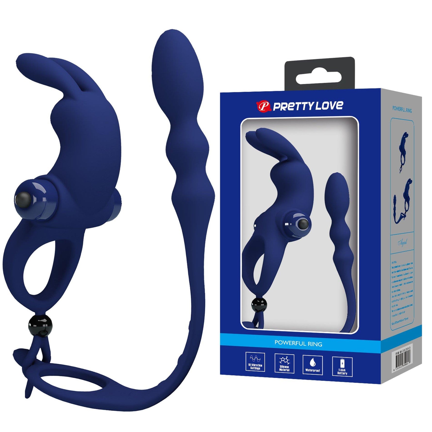 Inel vibrant pentru penis Pretty Love, silicon, impermeabil, cu 10 funcții
