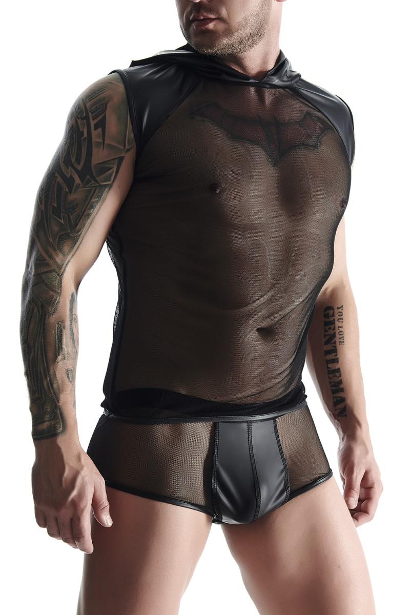 Tricou Regnes Fetish Planet fără mâneci cu glugă pentru bărbați, negru, L