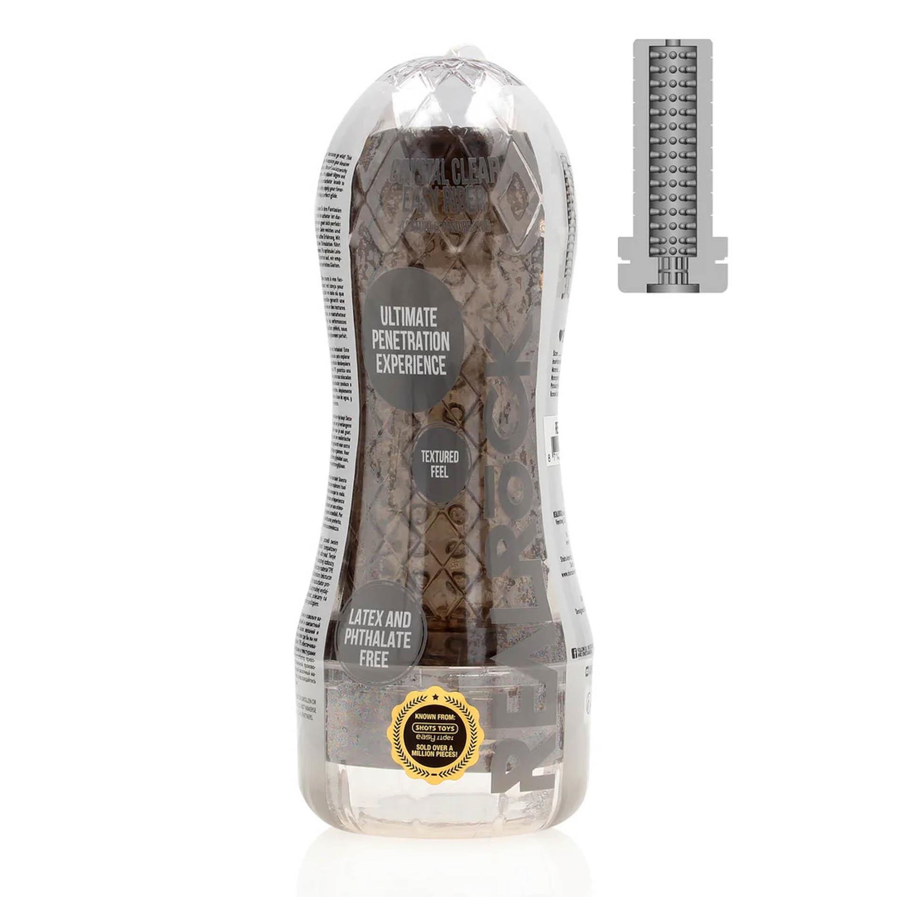Masturbator texturat RealRock TPE Negru 21 cm