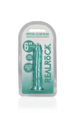 Dildo realist cu gel și ventuză, transparent, RealRock, 14,5 cm