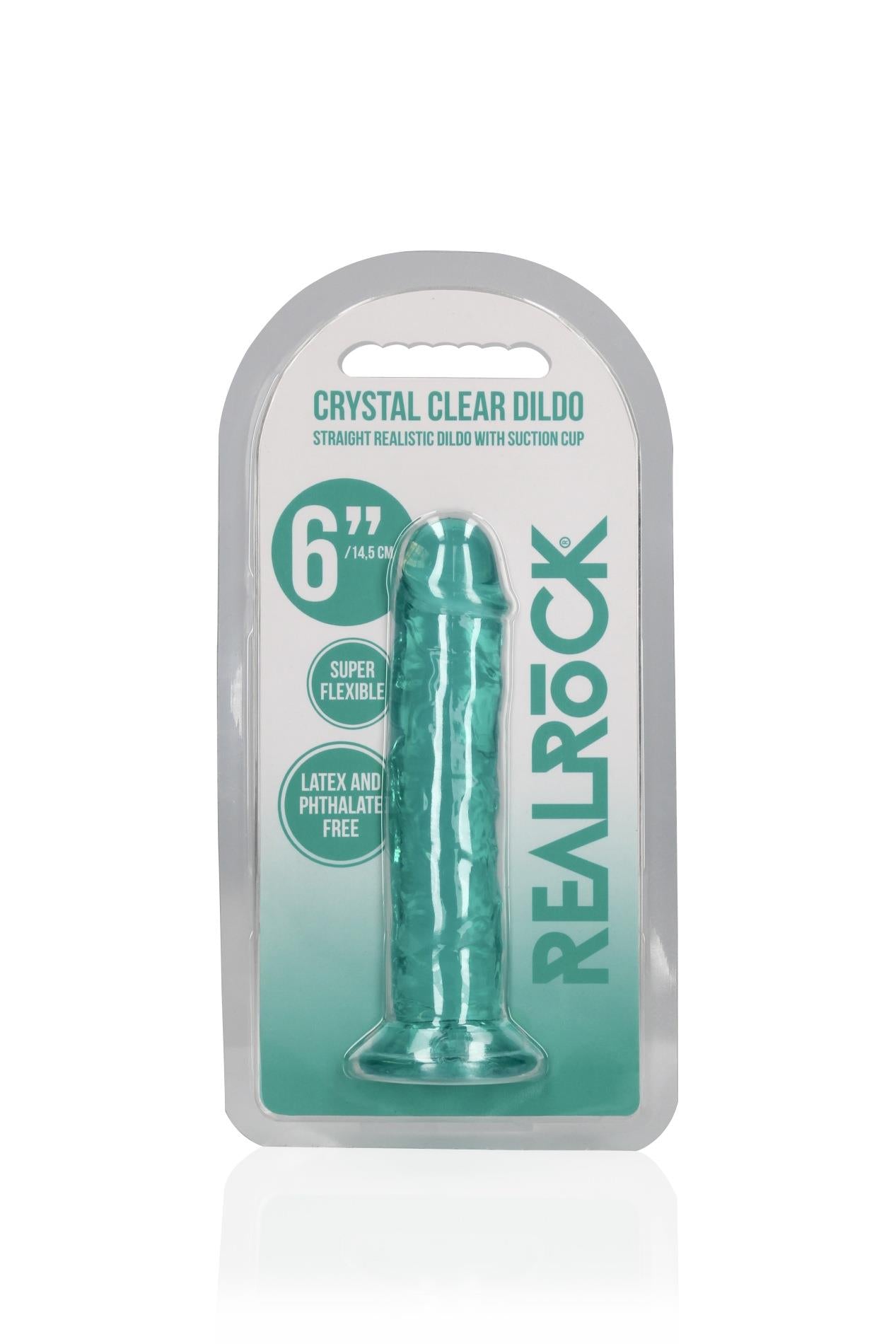 Dildo realist cu gel și ventuză, transparent, RealRock, 14,5 cm