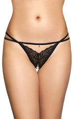 Tanga din dantelă SoftLine Collection negru S/M