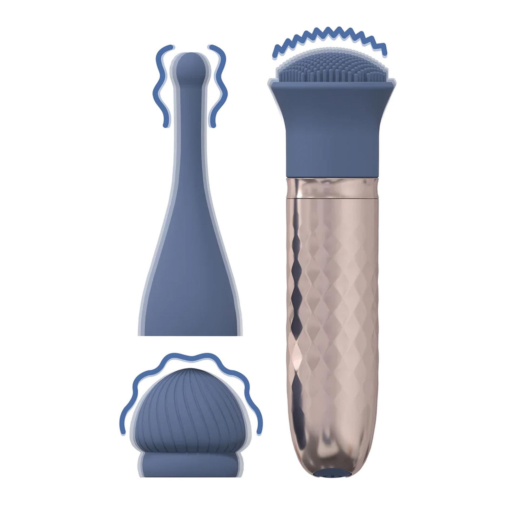 Vibrator Loveline The Thrill din silicon, albastru, 10 moduri