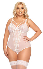 Body erotic Amanda SoftLine din dantelă alb 2XL