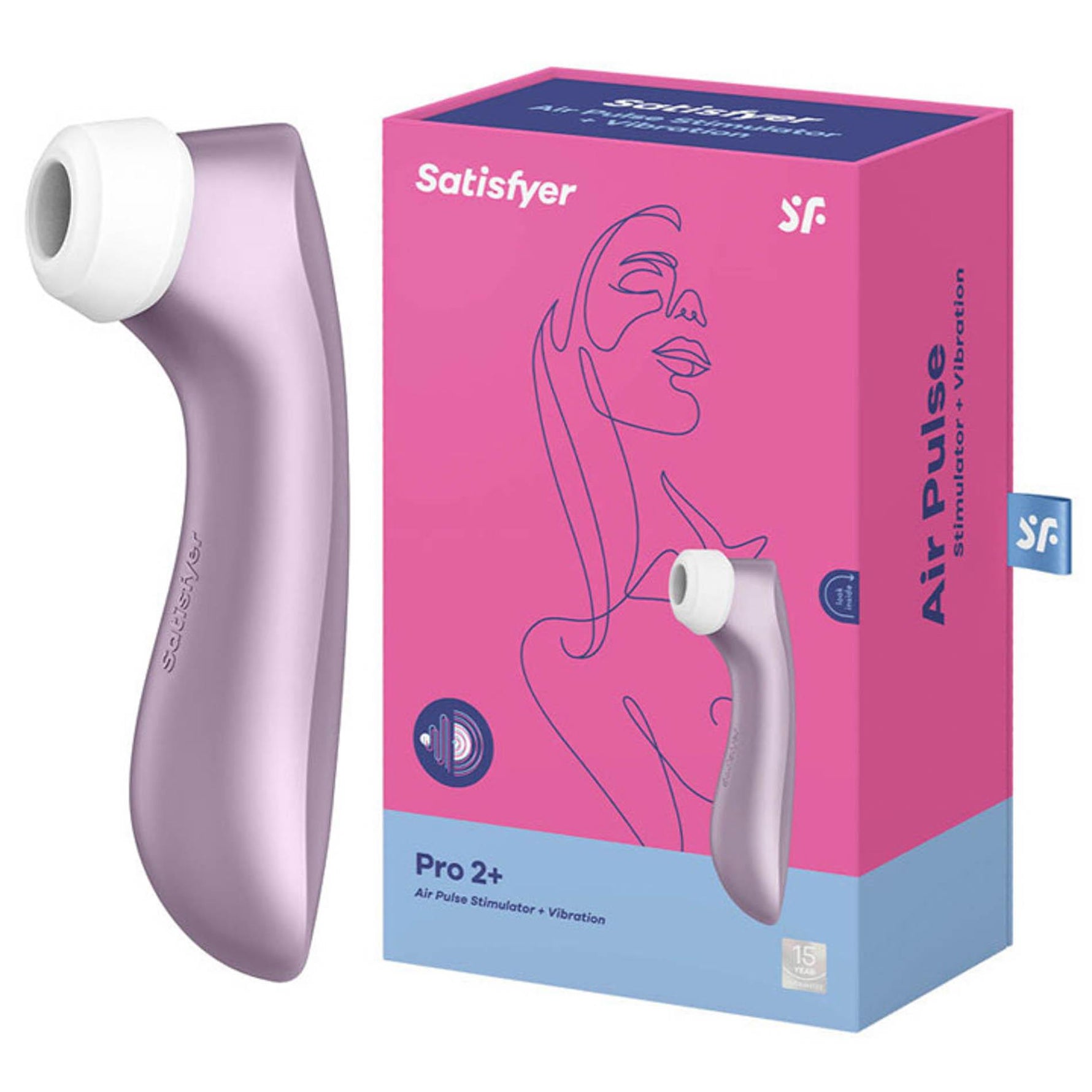 Aparat de masaj clitoridian fără atingere Satisfyer Pro 2+, mov, USB, 16 cm