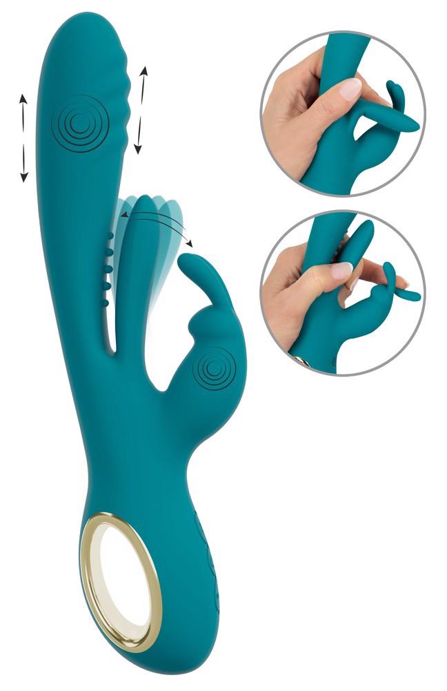 Vibrator Sweet Smile Bunny cu mișcare glisantă USB 25 cm