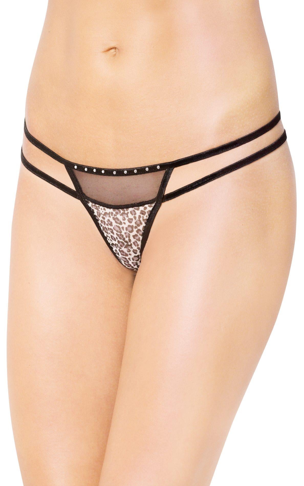 Tanga erotică cu imprimeu de leopard SoftLine M/L