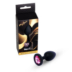 Plug anal din silicon MyLove Toys negru cu diamant, mediu, 8 cm