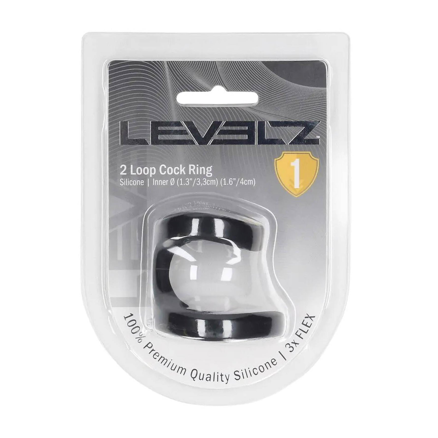 Inel pentru penis Levelz Double Loop din silicon, negru, 4 cm
