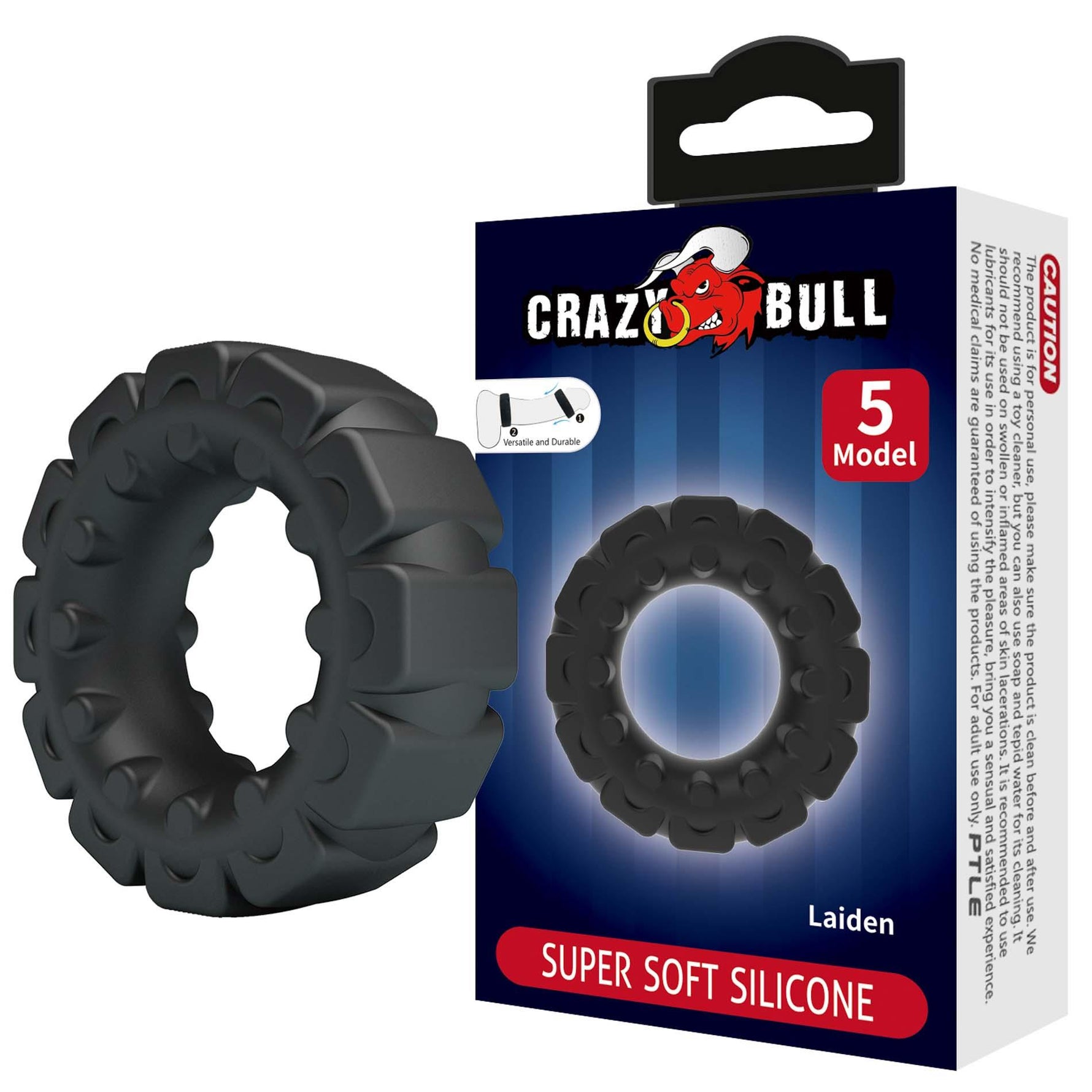 Inel pentru penis Crazy Bull Laiden super moale din silicon, negru