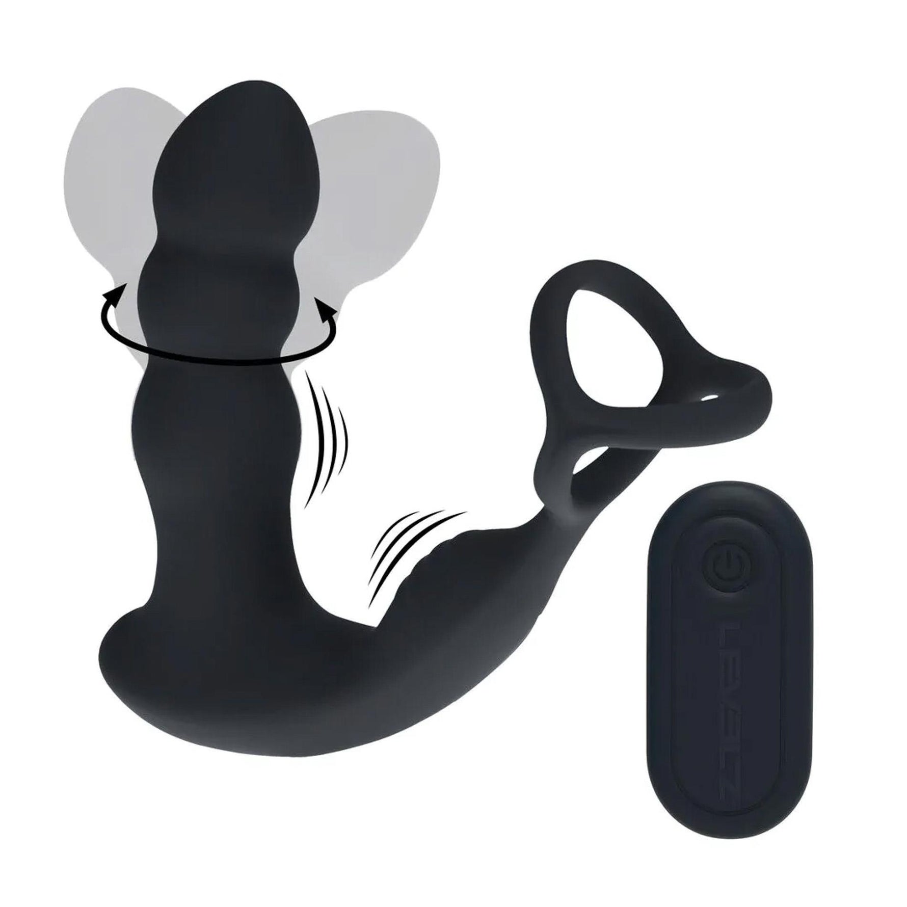 Aparat de masaj pentru prostată Levelz cu cap rotativ, silicon, negru, 16,8 cm