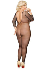 Body-ciorap Sensual Netty SoftLine din plasă, negru, mărime mare, XL 3XL