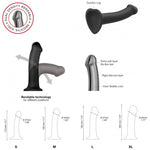 Dildo flexibil din silicon, curea de prindere, negru, M