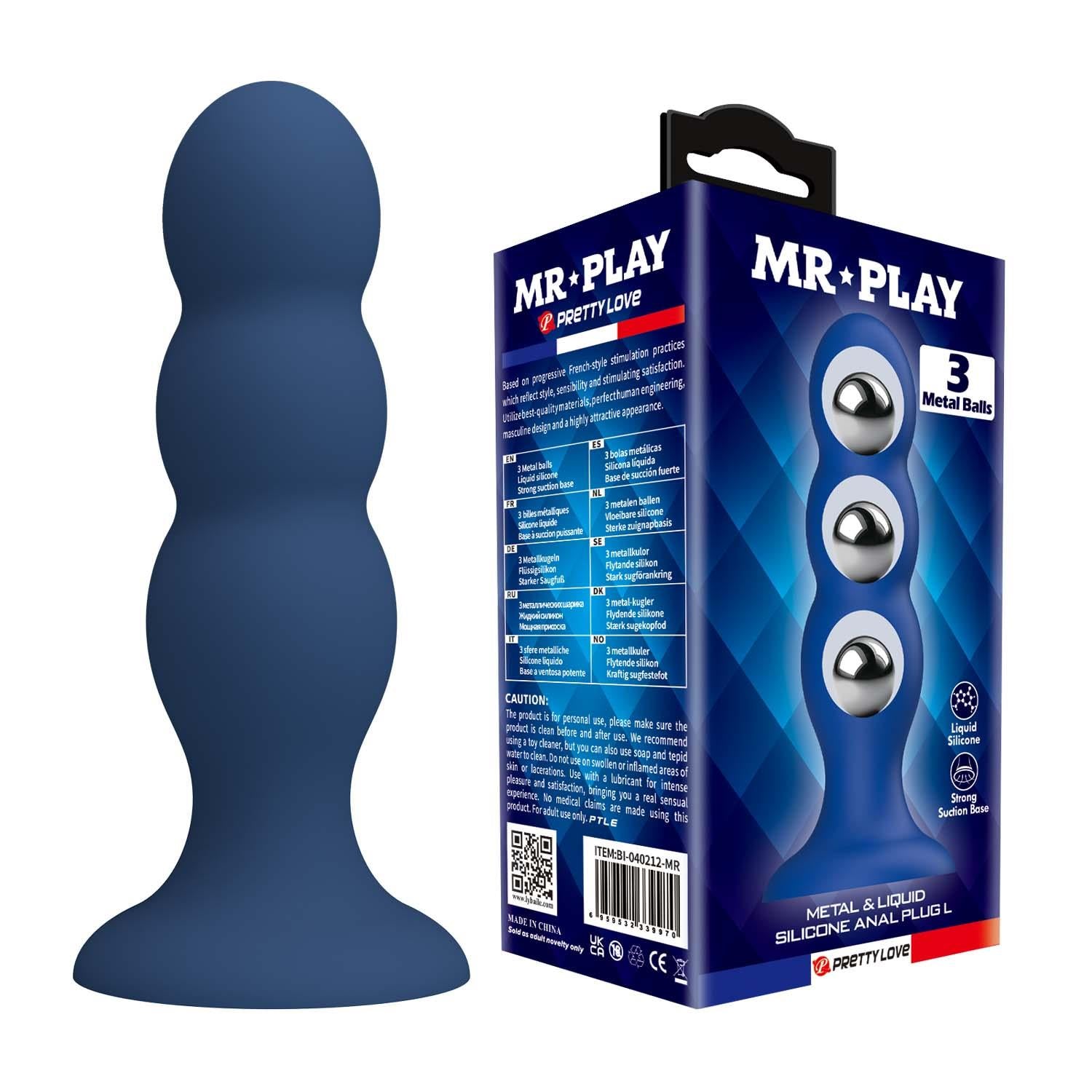 Dop anal din silicon Mr. Play cu 3 bile metalice