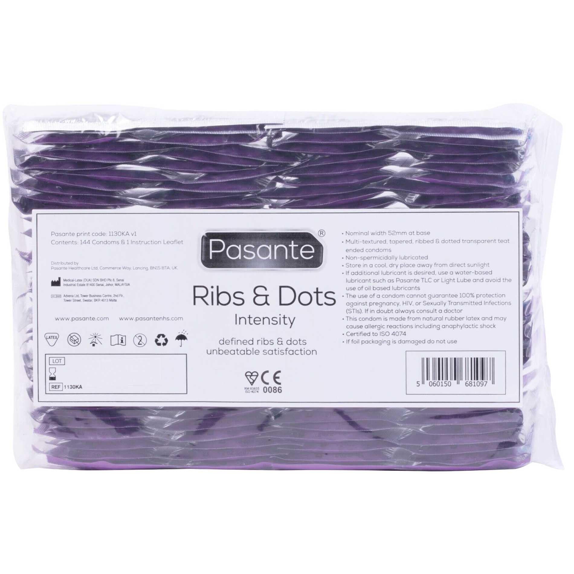 Prezervative Pasante Ribs Dots Intensity cu nervuri și buline, 144 buc.