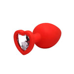 Plug anal din silicon roșu în formă de inimă, mare, cu cristale Fantasy, 9 cm