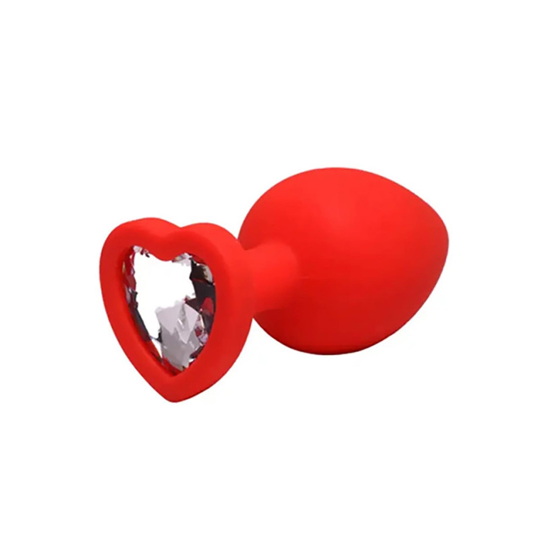 Plug anal din silicon roșu în formă de inimă, mare, cu cristale Fantasy, 9 cm