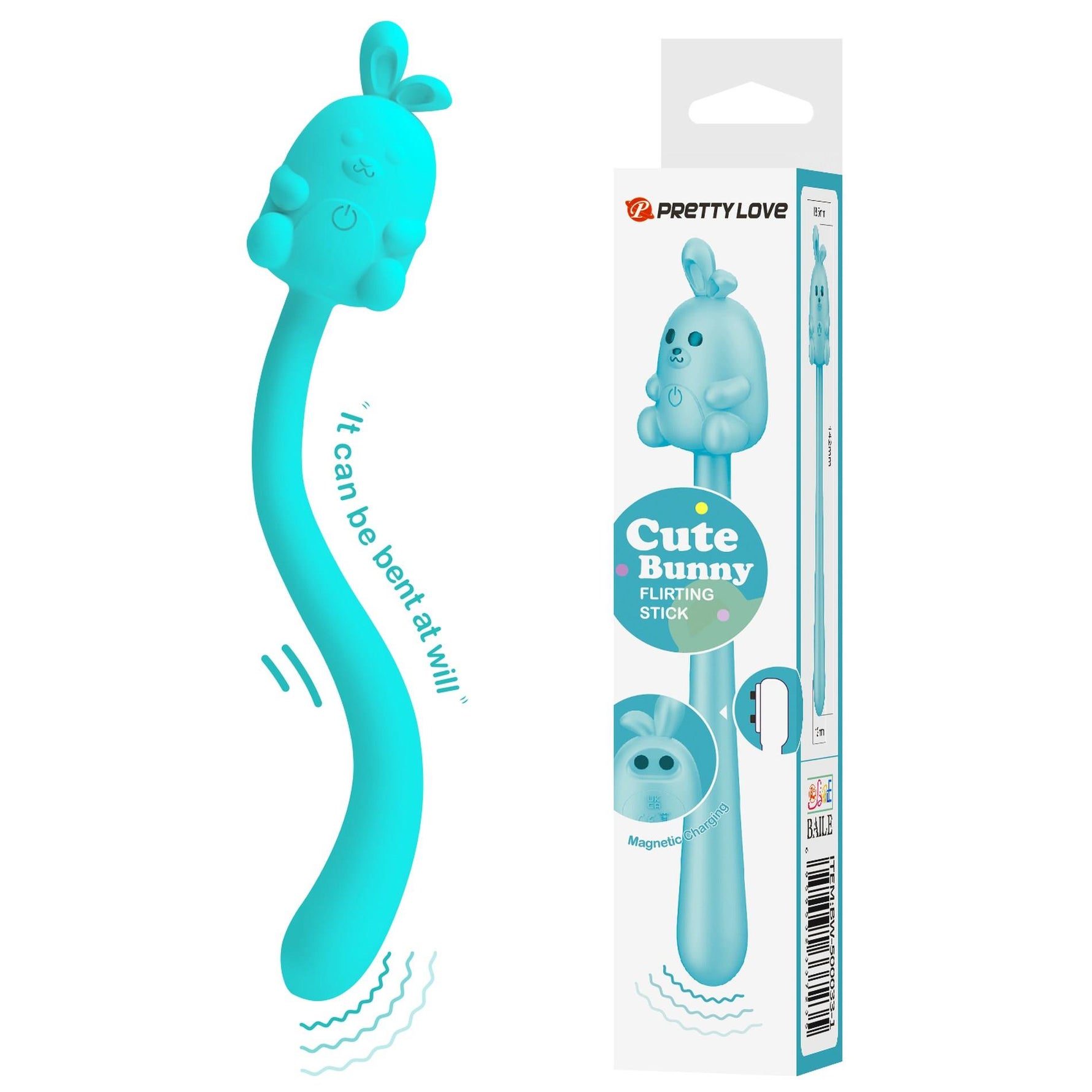 Stimulator clitoridian din silicon cu 7 vibrații, cu design drăguț și iepuraș Pretty Love, USB