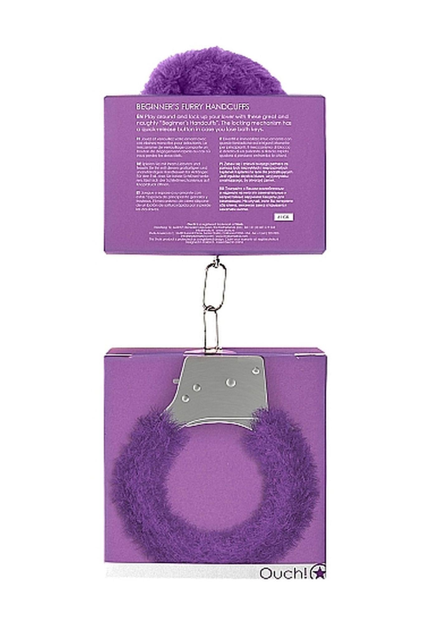 Cătușe din blană Ouch violet pentru începători