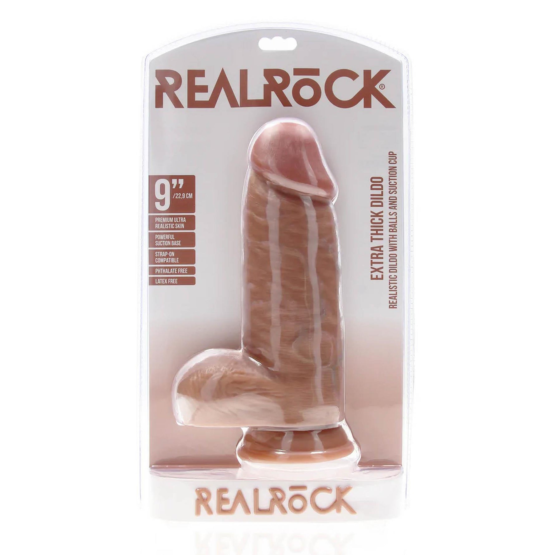 Dildo realist RealRock gros cu scrot 23 cm culoarea pielii