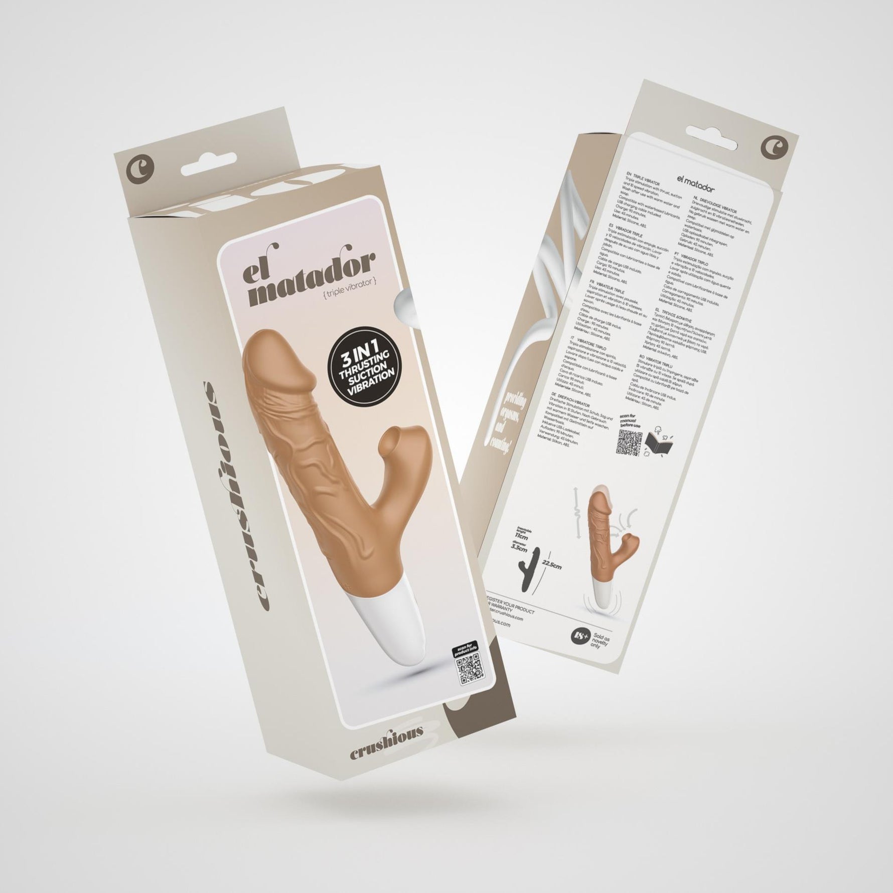 Vibrator realist cu glisare USB Crushious El Matador 22,5 cm