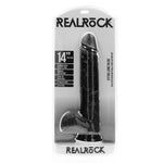 Dildo realist RealRock cu scrot, negru, 35,5 cm